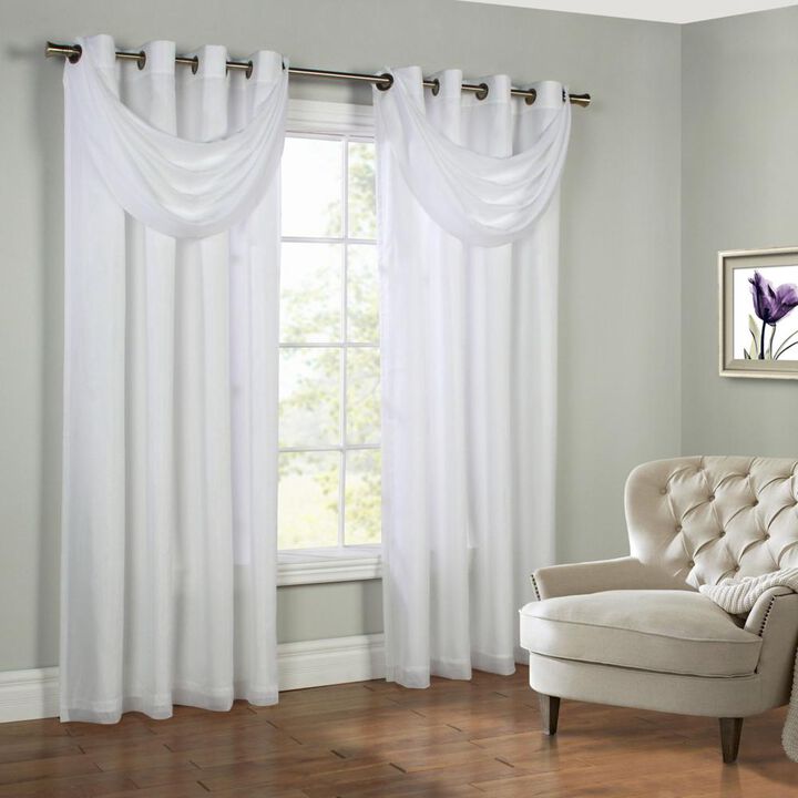 Commonwealth Thermavoile Rhapsody Lined Grommet Ascot Valance - 36x19" - White