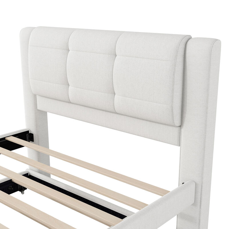 Merax Upholstery Platform Bed with Trundle