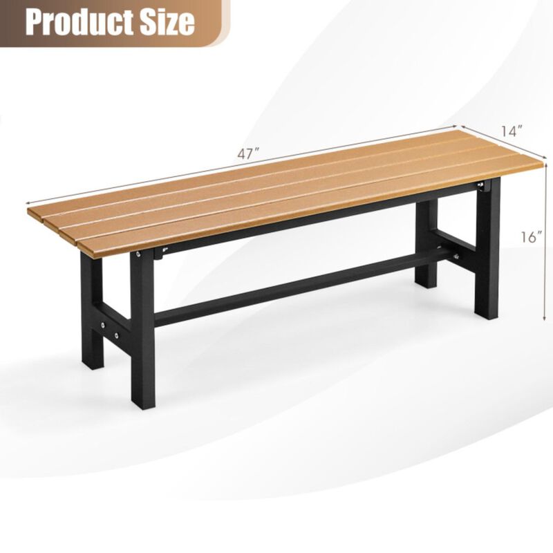 Hivvago 47" Outdoor Chair with Slatted Seat Plastic Coated Iron Frame