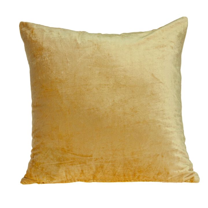22" Yellow Cotton Solid Square Throw Pillow
