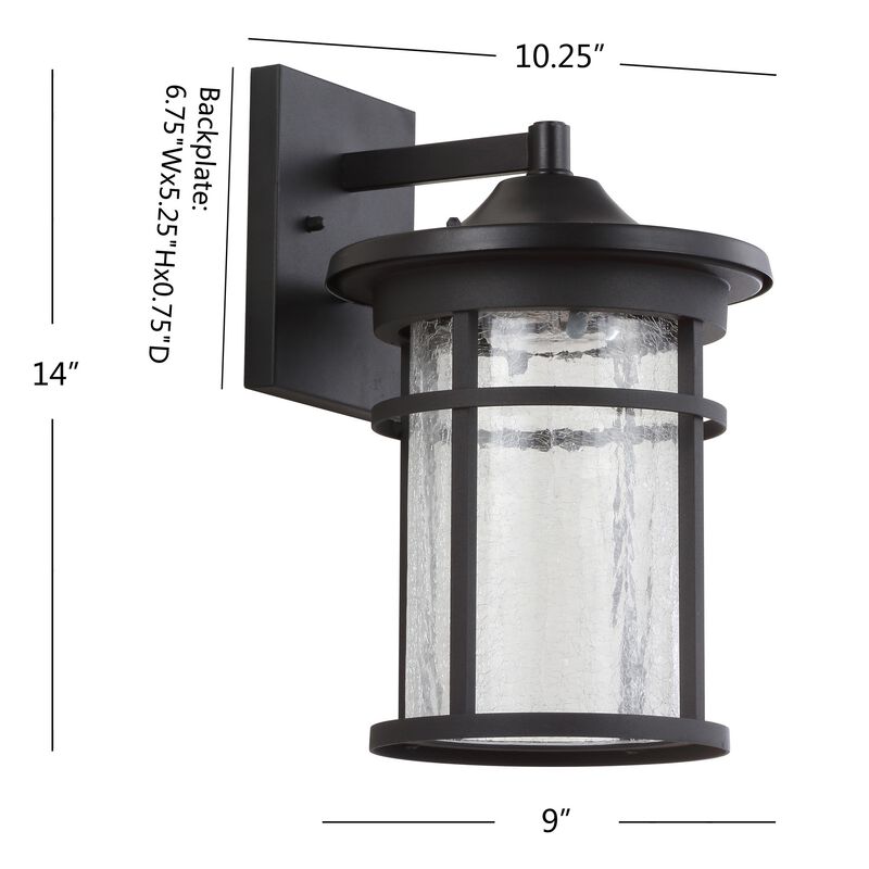 Porto Outdoor Wall Lantern Crackled Glass/Metal Integrated LED Wall Sconce