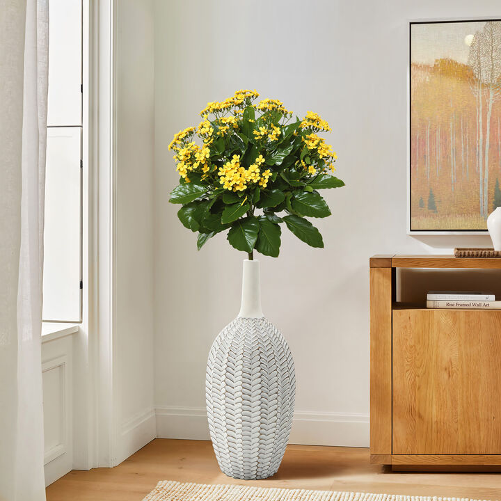 LuxenHome Modern Geometric Pattern Polyresin 23.5-Inch Tall Trumpet Vase