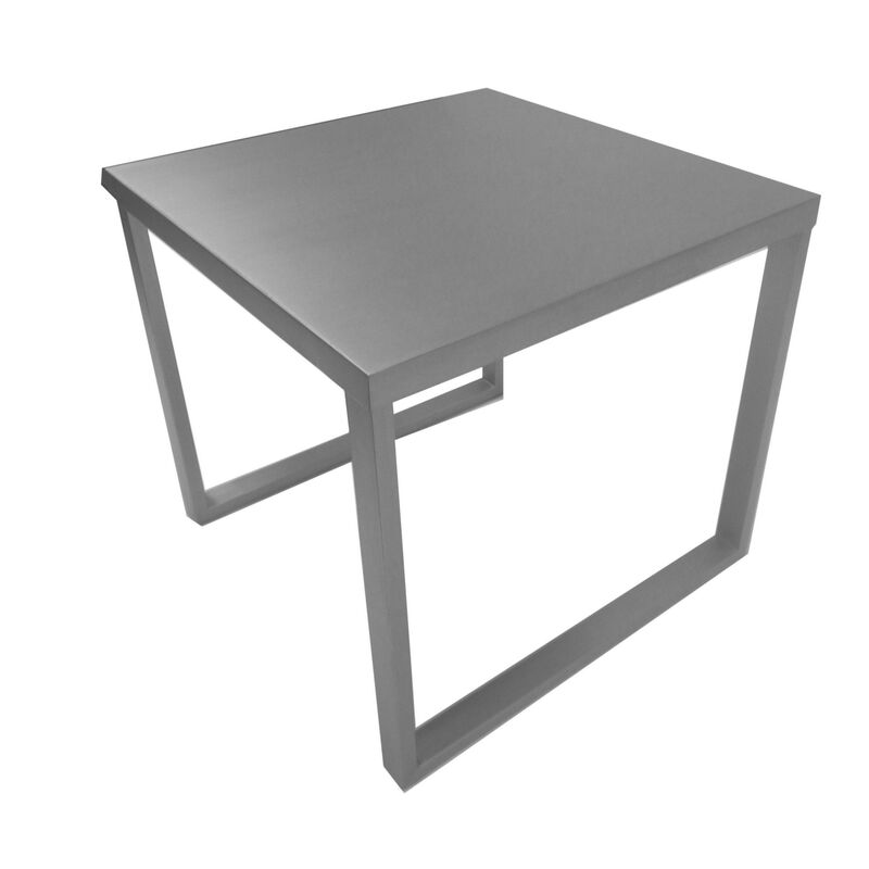 Tom 22 Inch Side End Table, Square Top, Square Legs, Gray Brushed Metal - Benzara