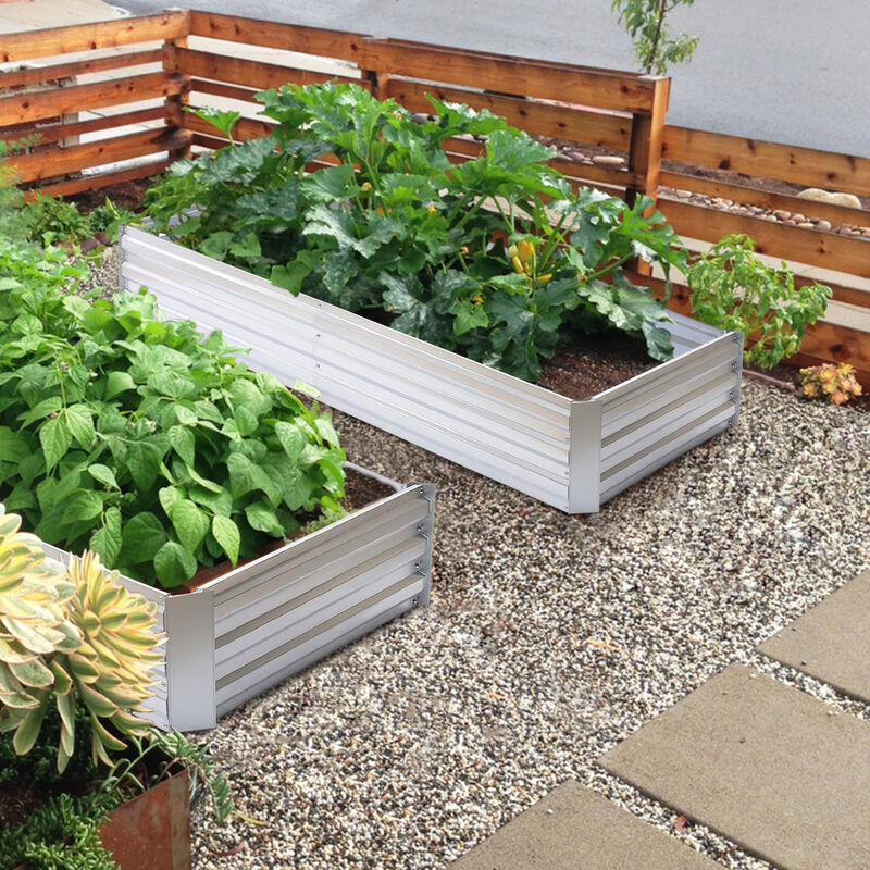 LuxenHome 72in Rectangular Galvanized Steel Raised Garden Bed