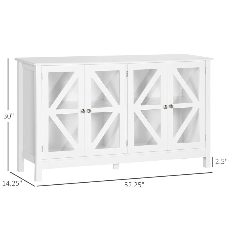 White Kitchen Storage: Buffet Sideboard with Glass Door & Shelf