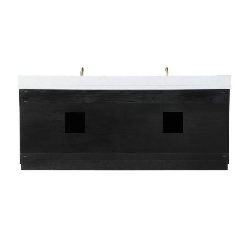 Altair 84 Double Bathroom Vanity Set in Black Oak without Mirror