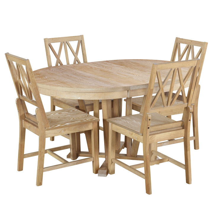 Rustic 5-Piece Extendable Dining Table Set