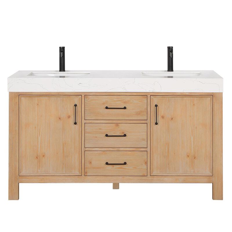 Vinnova Design Free-standing Double Bathroom Vanity with Composite top in Lightning White