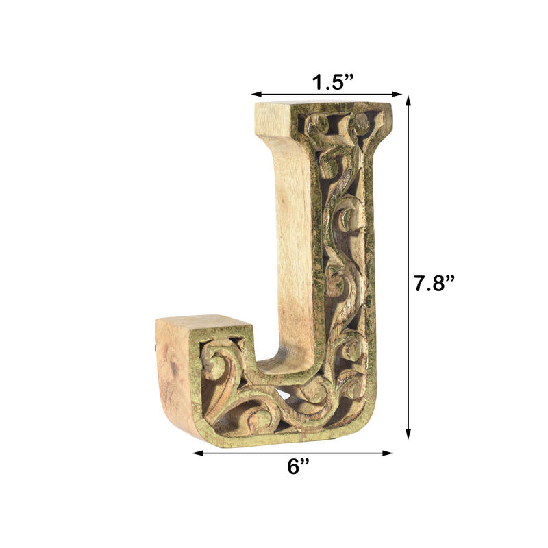 Vintage Natural Gold Handmade Eco-Friendly "J" Alphabet Letter Block For Wall Mount & Table Top Décor