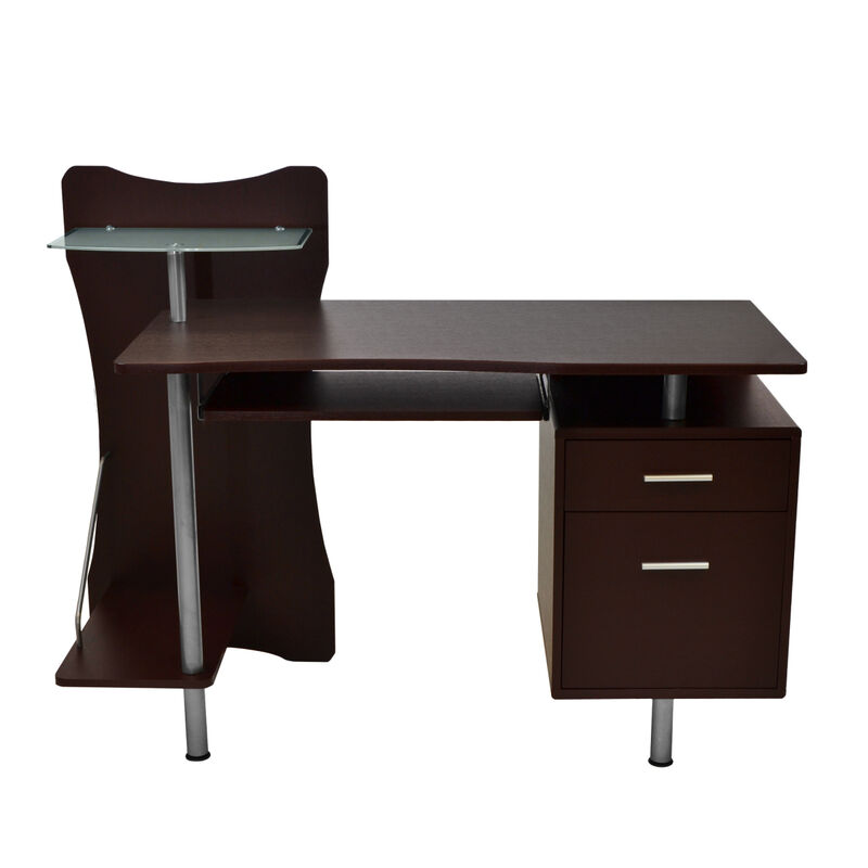Stylish Computer Desk with Storage, Chocolate