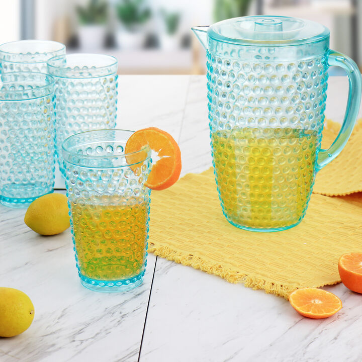 Gibson Home Malone 5 Piece Plastic Pitcher and Tumbler Set in Light Blue