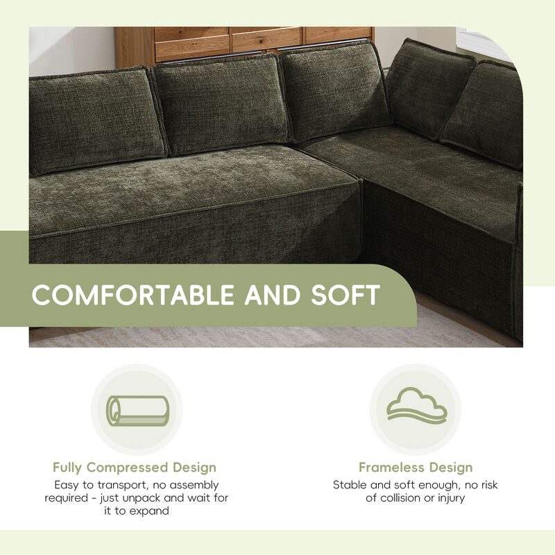 Merax Modern L-Shaped Cloud Sofa Set for Living Room