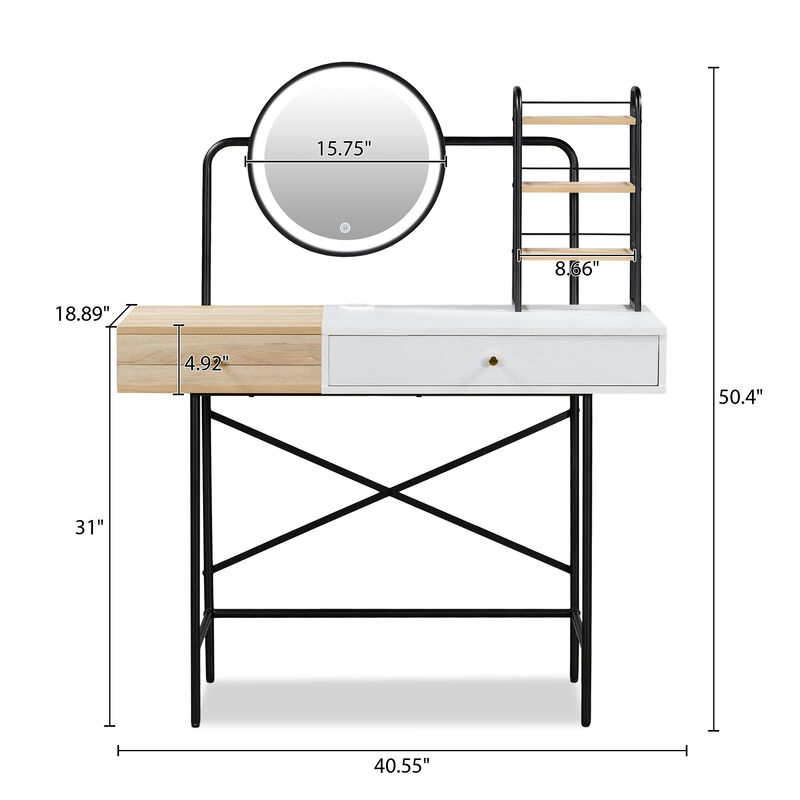 Merax Makeup Vanity Desk with 3-Mode Lighted Mirror