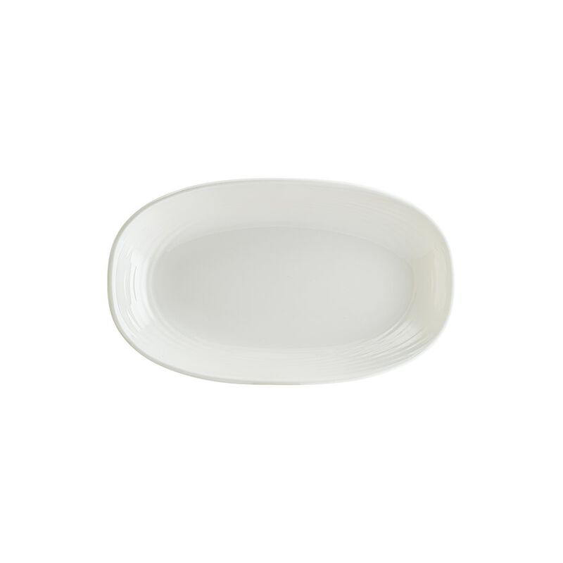 Loop 13" x 7.5" x h:1.5" Oval Warm White Porcelain Platter