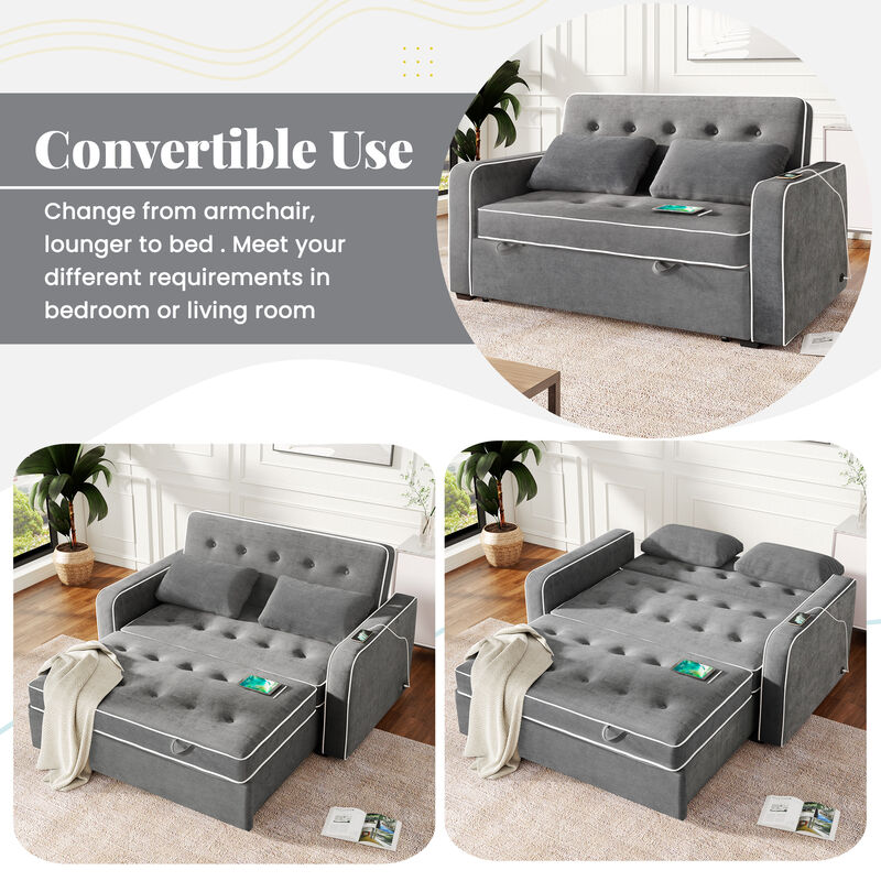 Merax Pull Out Sleeper Sofa Bed with Dual USB Charging Port