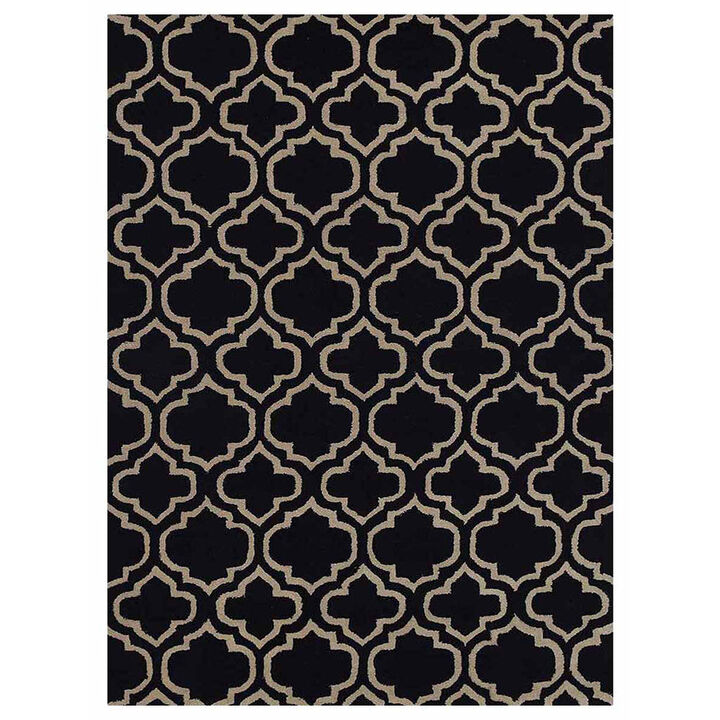 RUGSOTIC CARPETS HAND TUFTED WOOL ECO-FRIENDLY AREA RUGS  - 8'x11', Rectangle Shape, Black & White, Geometric Modern Design, High Pile Handmade Area Rugs for Living Room, Bed Room (K00302)