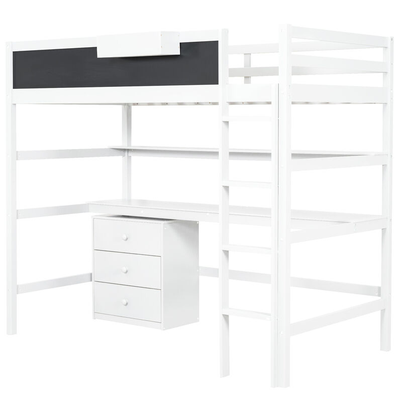 Merax Loft Bed with Desk and Blackboard