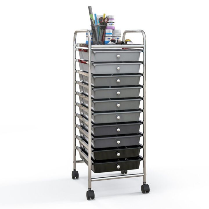 Hivvago 10 Drawer Rolling Storage Cart Organizer with 4 Universal Casters