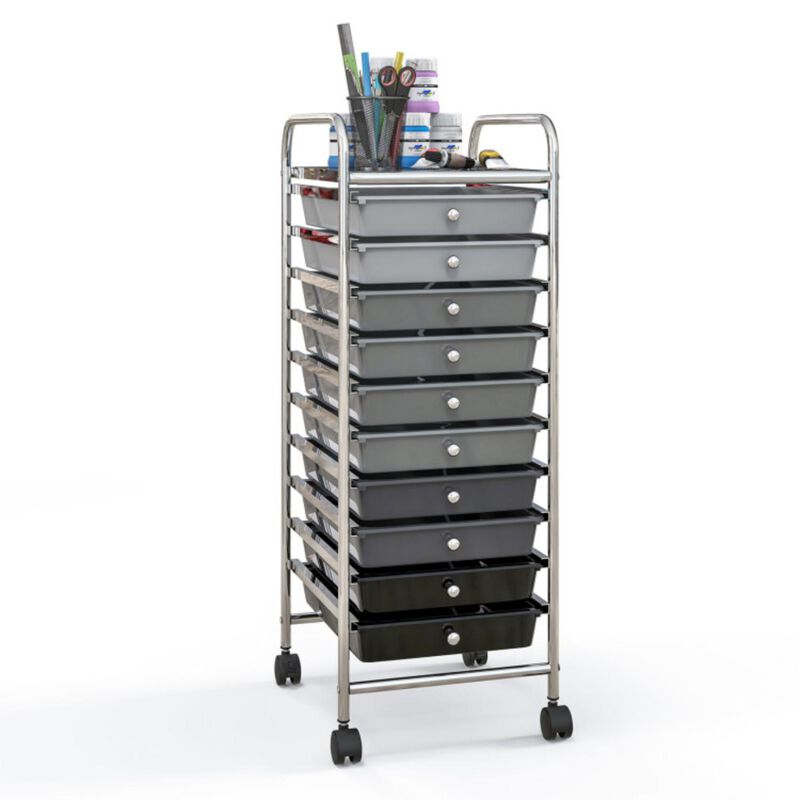 Hivvago 10 Drawer Rolling Storage Cart Organizer with 4 Universal Casters