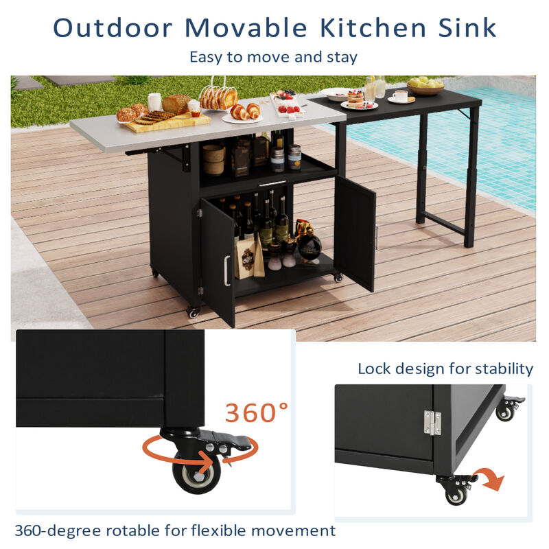 Merax Kitchen Island with Expandable Work Surfaces