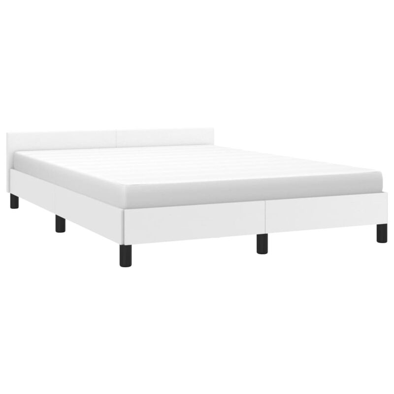 vidaXL White Queen Bed Frame with Headboard - Faux Leather Finish - Engineered Wood Construction - Suitable for 59.8"x79.9" Mattress - Modern Design