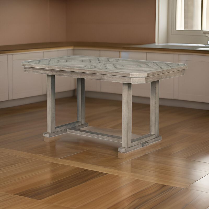 Lais 60 Inch Dining Table, Rectangular, Diamond Wood Grain Pattern, Gray - Benzara