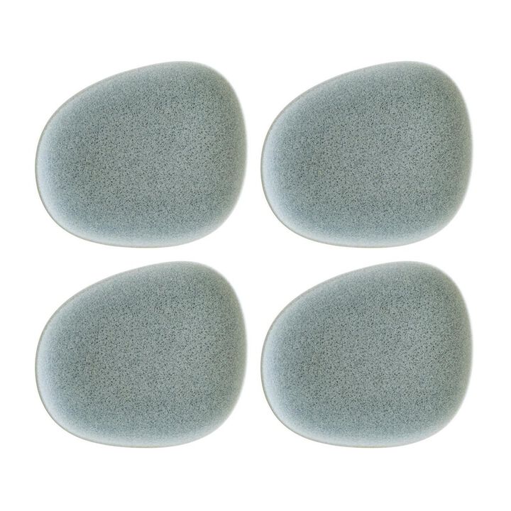 Luca Ocean Matte 7.5" x 6" Organic Blue Porcelain Plate (Set of 4)