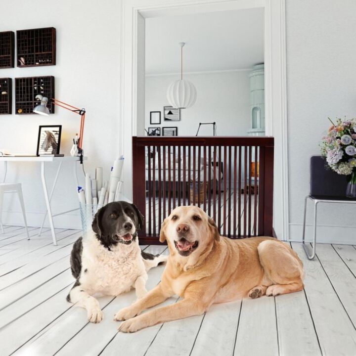 Hivvago Folding Adjustable Free Standing 3 Panel Wood Fence