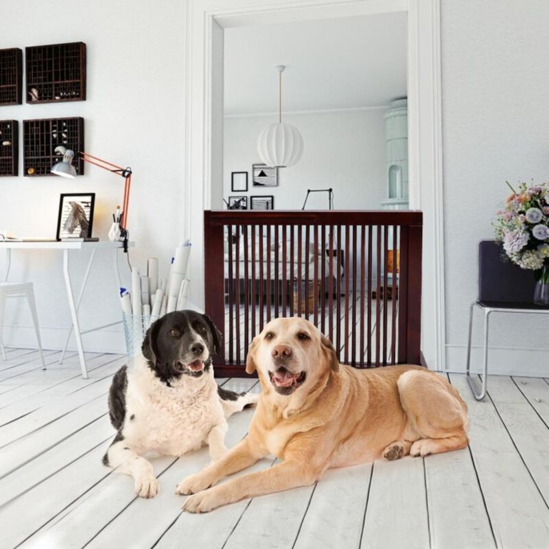 Hivvago Folding Adjustable Free Standing 3 Panel Wood Fence