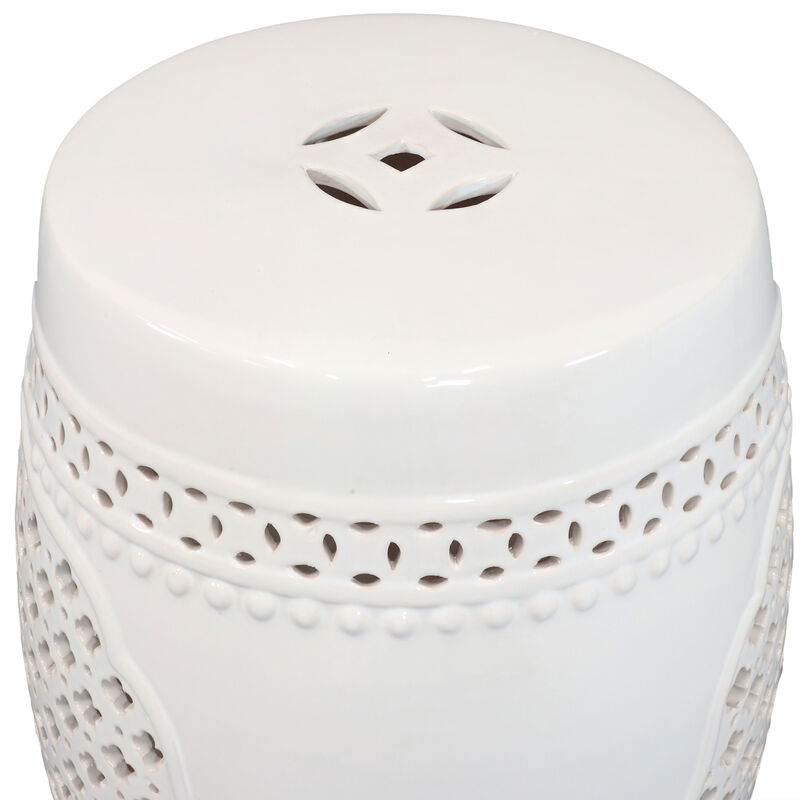 Sunnydaze 17.75 in Marrakesh Lattice Ceramic Glaze Garden Stool