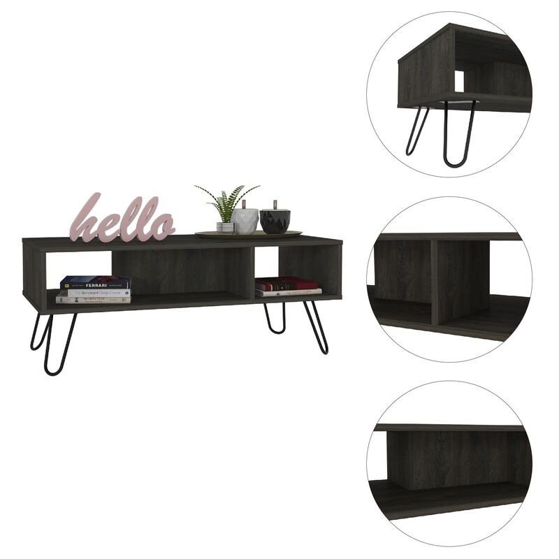 DEPOT E-SHOP Vassel Coffee Table, Four Legs, Two Shelves, White