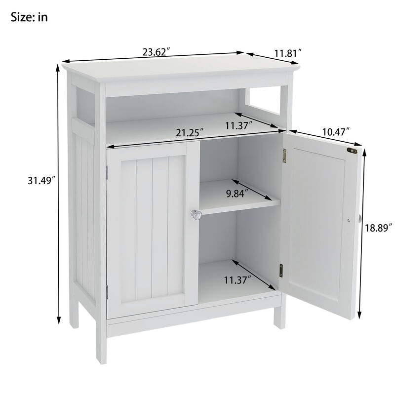 23.62 in. W. x 11.81 in. D x 31.5 in. H White Linen Cabinet with 2 Doors and 1 Shelf