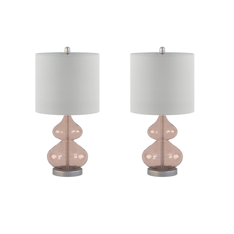 Ellipse Curved Glass Table Lamp, Set Of 2
