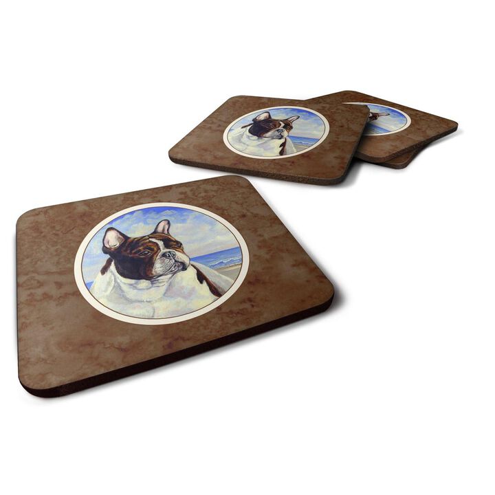Caroline's Treasures 7171FC French Bulldog At The Beach Foam Coasters (Set of 4), 3.5, Multicolor
