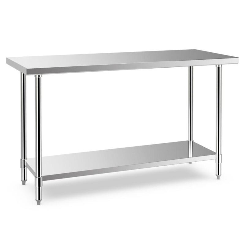 Hivvago 24 x 60 Inches Stainless Steel Kitchen Prep Work Table with Adjustable Undershelf