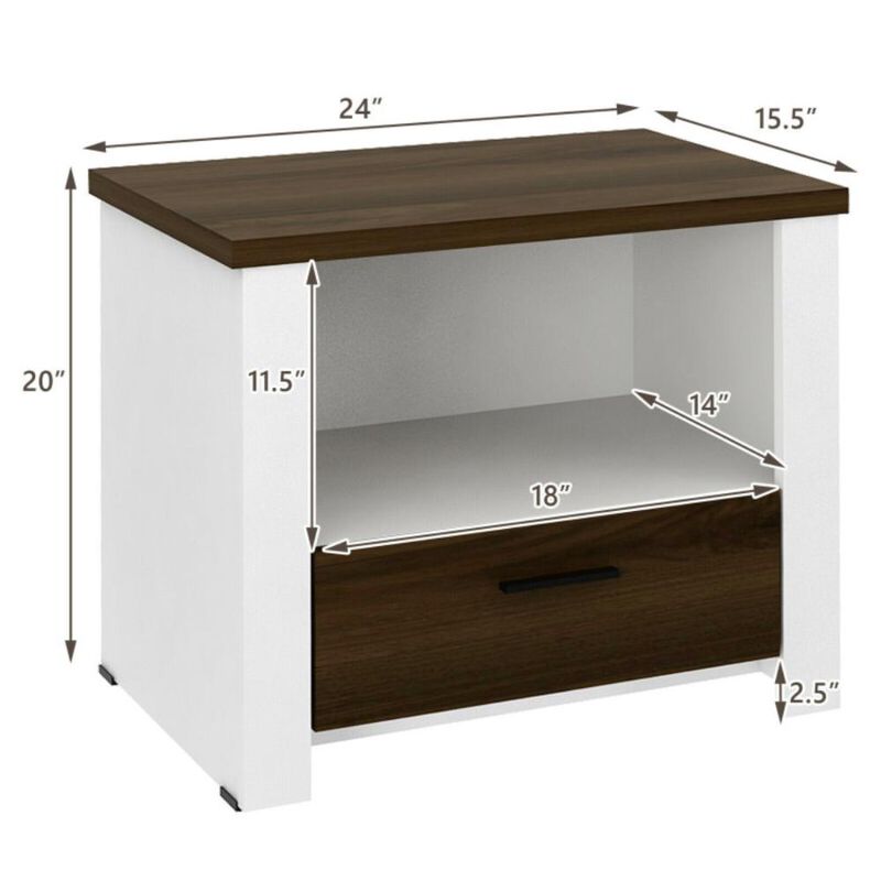 Hivvago Accent Nightstand with Drawer and Open Shelf