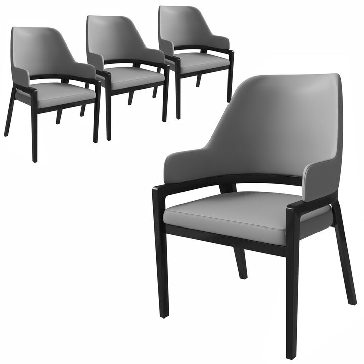 Leisuremod Ethora Collection Modern Wooden Dining Chair in Black Set of 4