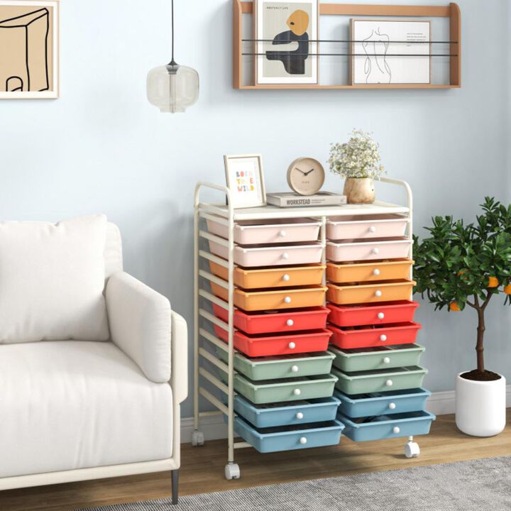 Hivvago 20 Drawers Rolling Storage Cart Studio Organizer