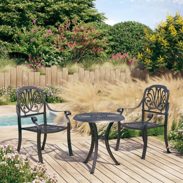 vidaXL 3 Piece Bistro Set Cast Aluminum Black
