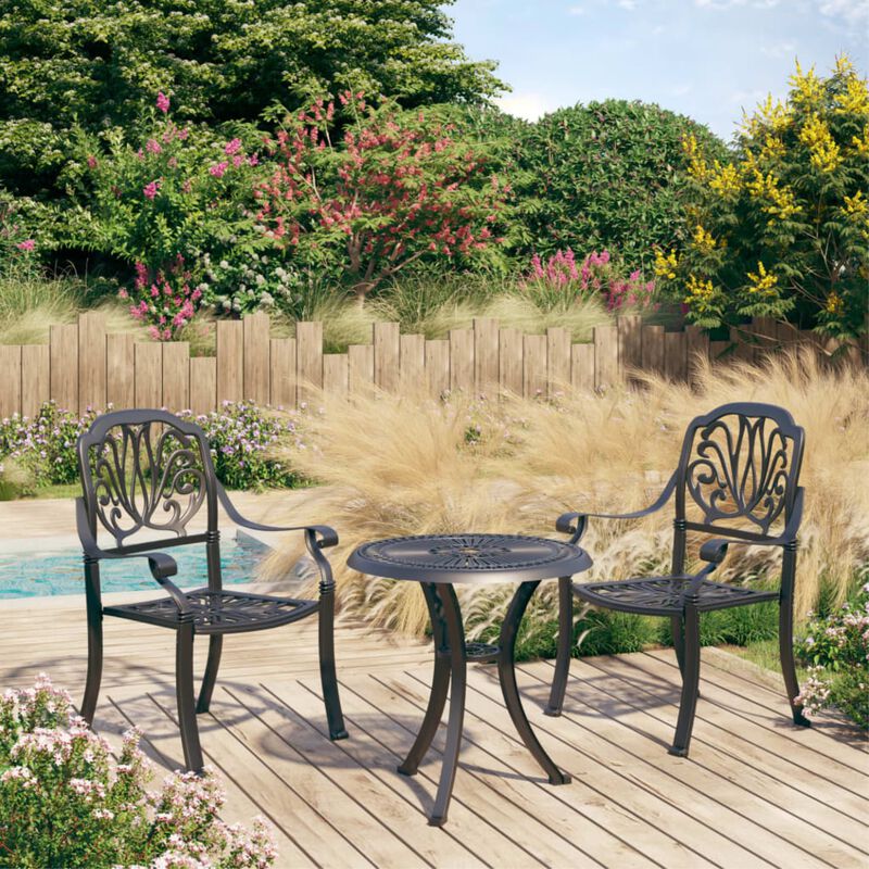 vidaXL 3 Piece Bistro Set Cast Aluminum Black