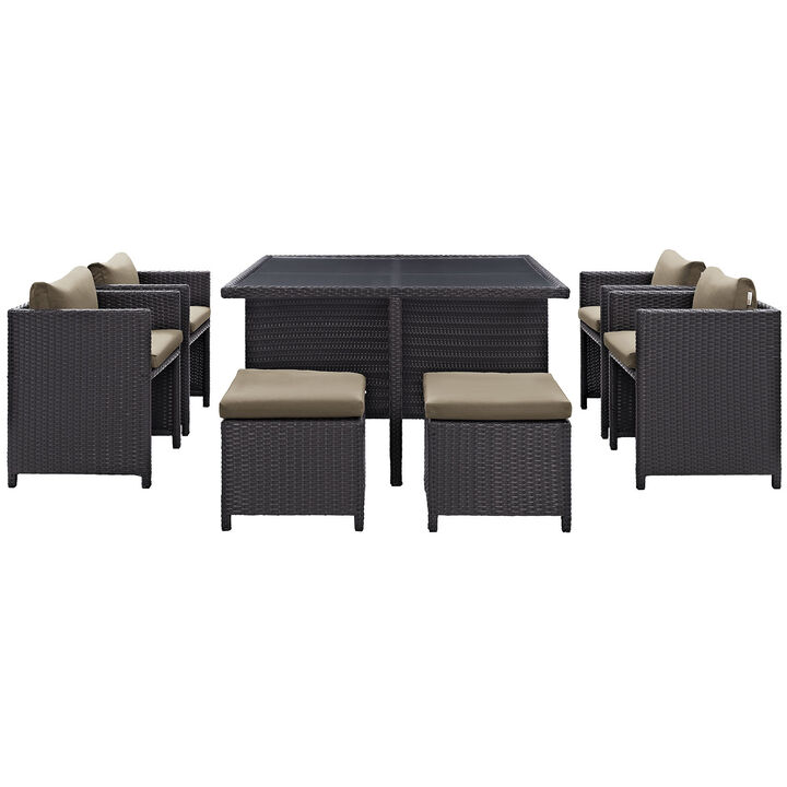 Inverse 9 Piece Outdoor Patio Dining Set - Espresso Mocha