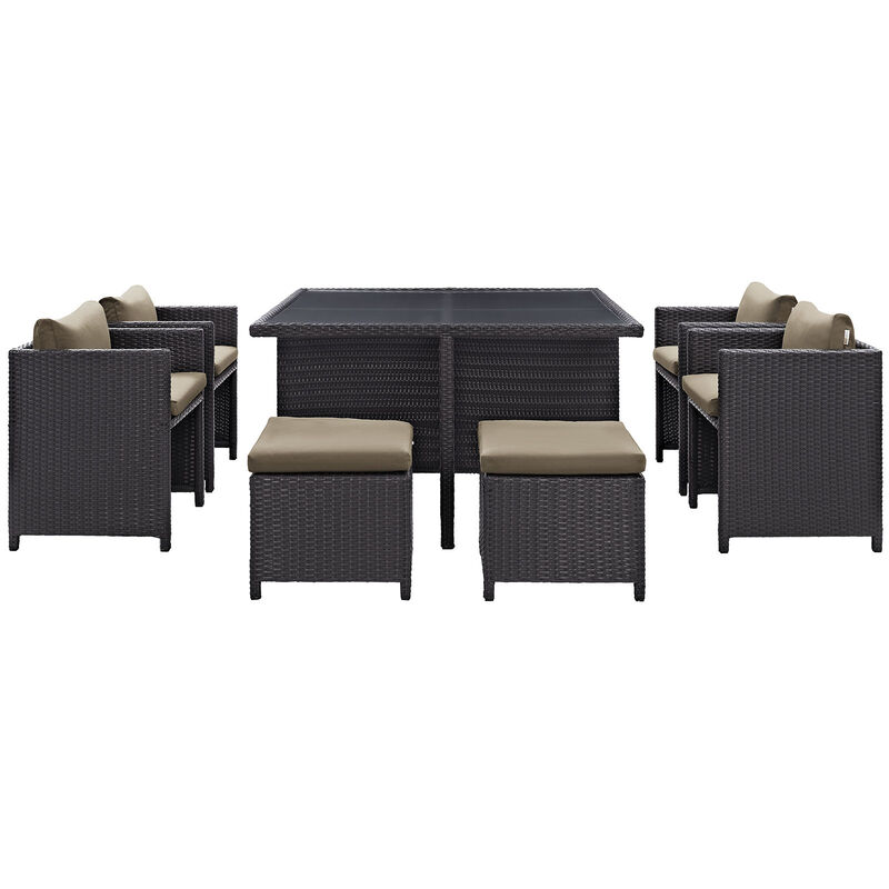 Inverse 9 Piece Outdoor Patio Dining Set - Espresso Mocha