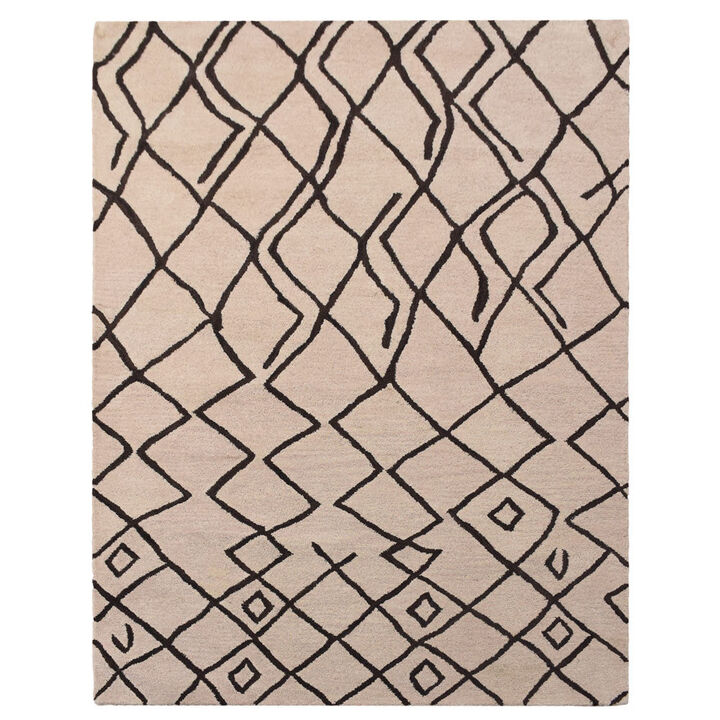 RUGSOTIC CARPETS HAND TUFTED WOOL ECO-FRIENDLY AREA RUGS  - 5'x8', Rectangle Shape, Beige & Brown, Geometric Modern Design, High Pile Handmade Area Rugs for Living Room, Bed Room (K00S11)