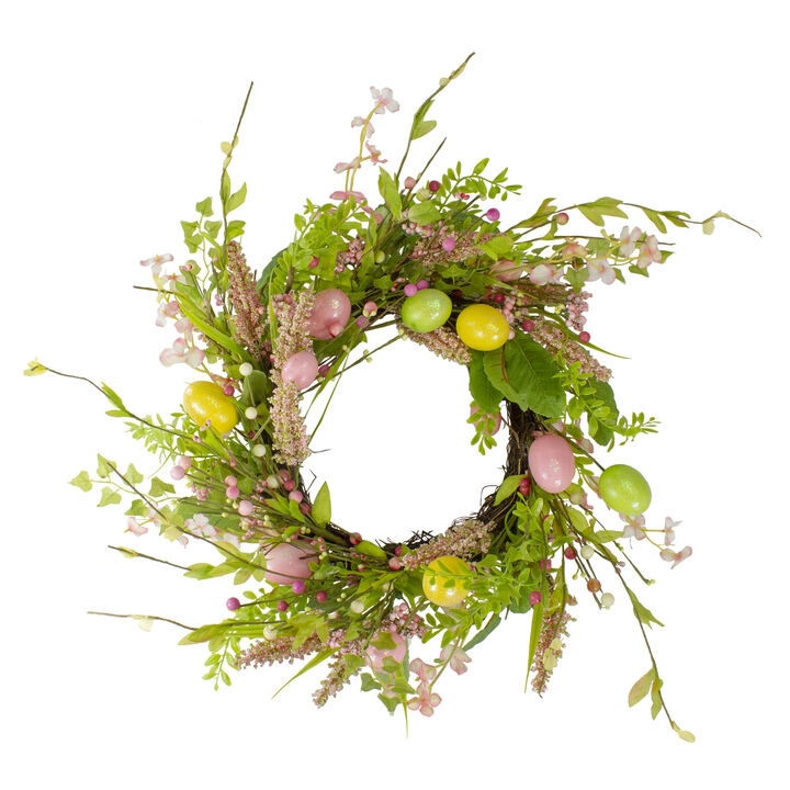 Easter Egg with Berry Floral Springtime Wreath  Pink and Green 20"
