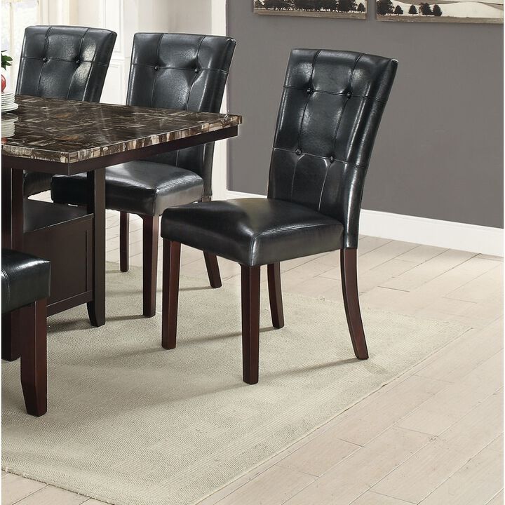 Modern Parson Chairs Black Faux Leather Tufted Set Of 2 Side Chairs Dining Seatings