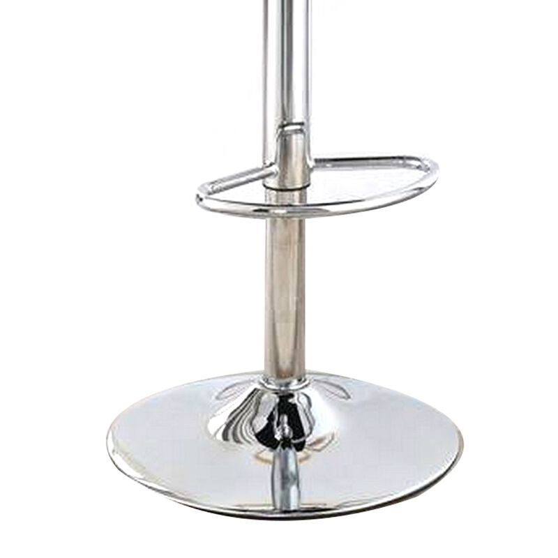 Adjustable Barstool with Rolled Button Tufted Back, Set of 2, White-Benzara