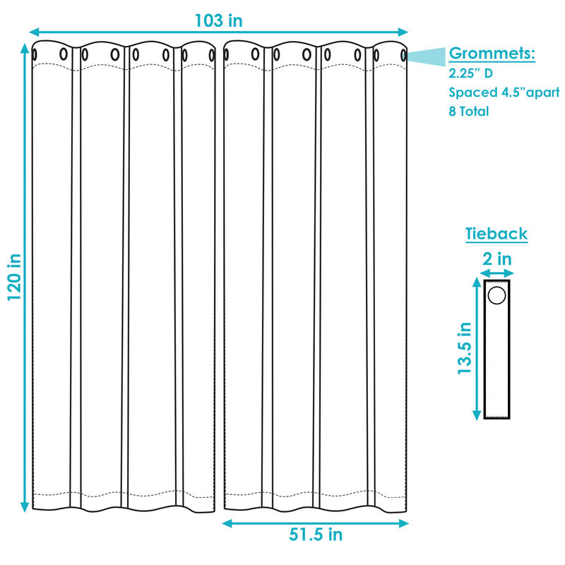 Sunnydaze Outdoor Blackout Curtain Panel - 52 in x 120 in