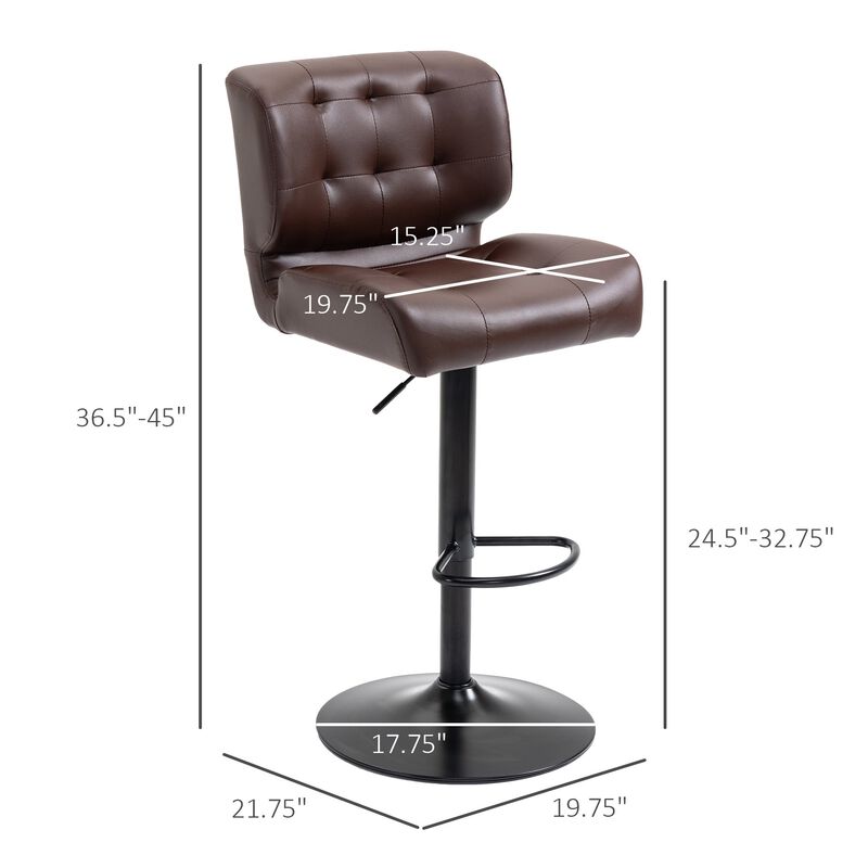 Brown Bar Duo: Adjustable Stools Set with Padded Cushions