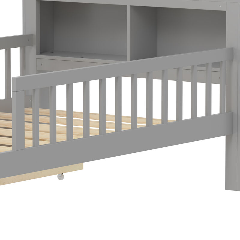 Merax Platform Bed with Headboard Storage Rack