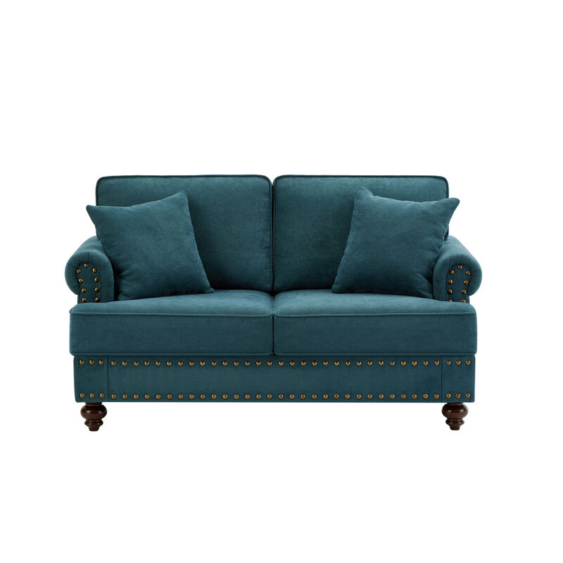 Green Chenille Sofa Couch, 61" Modern Living Room Sectional